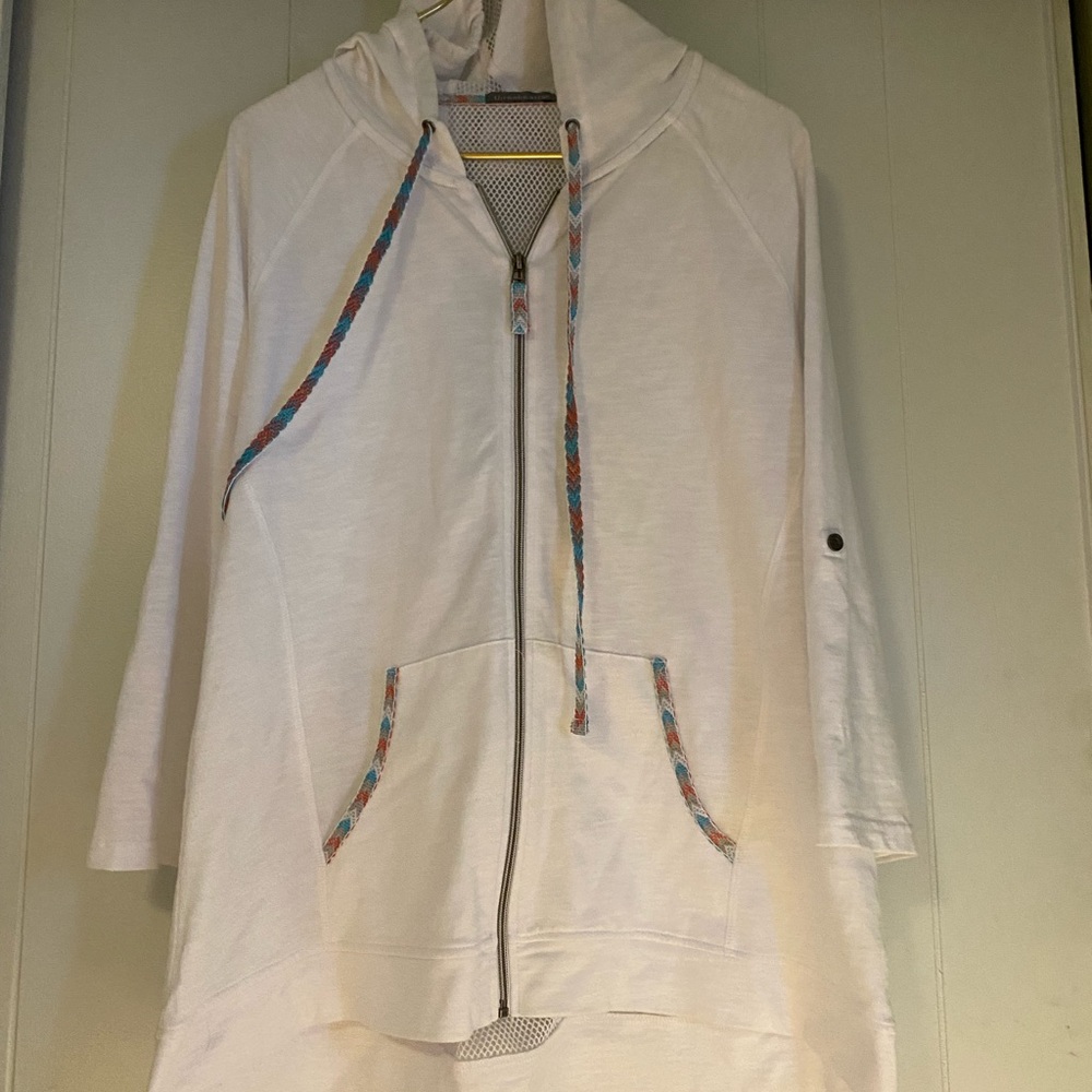 Three Hearts White Hoodie with Colorful Accents